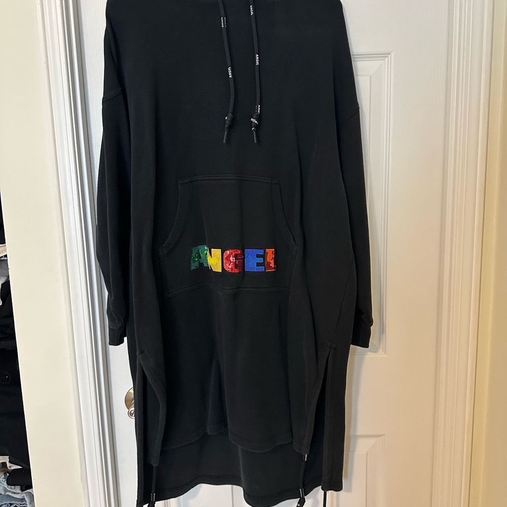 Black Hoodie Sweater with Colorful Lettering